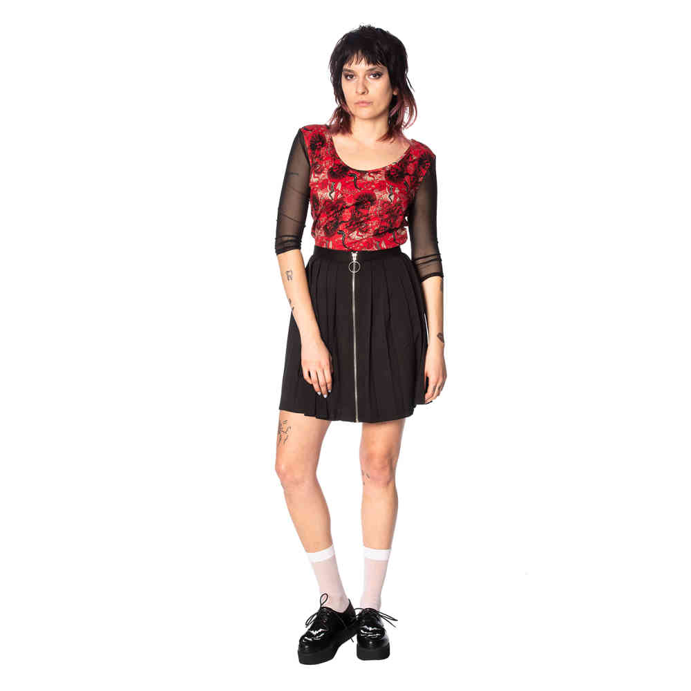 Banned - MAD DAME MESH Longsleeve top - Rood